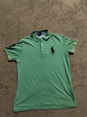 Ralph Lauren Green Polo with Black Pony Logo